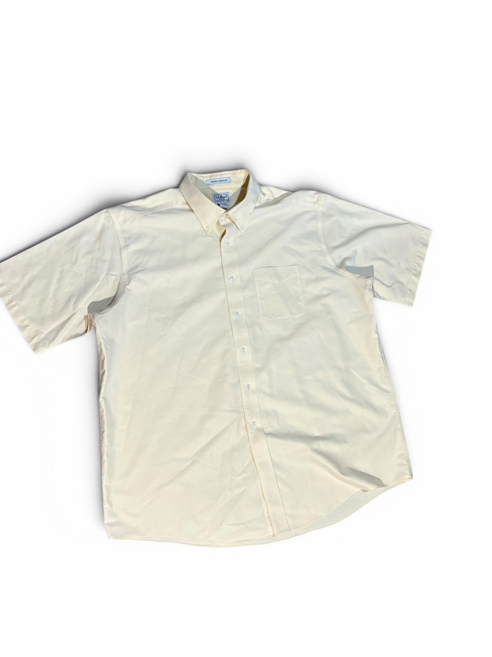 L.L. Bean Men's Short-Sleeve Button-Down Shirt in Pale Yellow